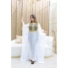Abaya jebba pour femmes mousseline Blanc Taille standard