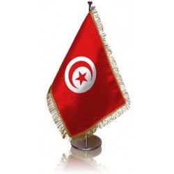 Fanion de bureau Tunisie avec socle en bois