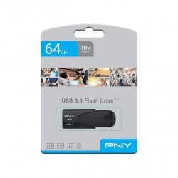Pny Clé Usb - 64 Go - 10X Faster - USB 3.1 - Noir