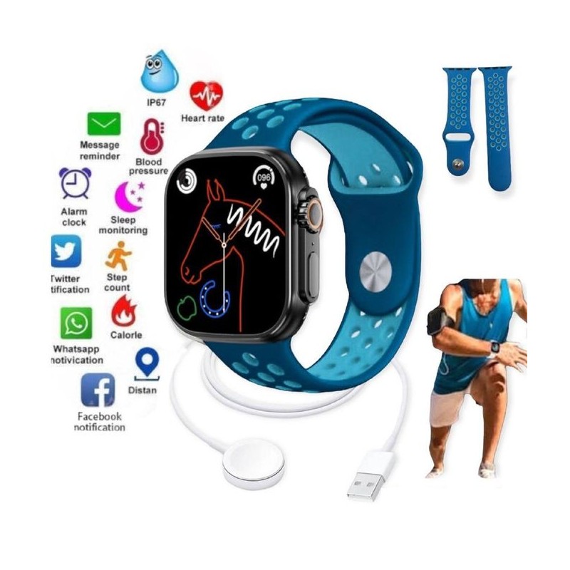 Montre Intelligente - compatible avec Android IOS - Smart Watch - bluetooth-bleu