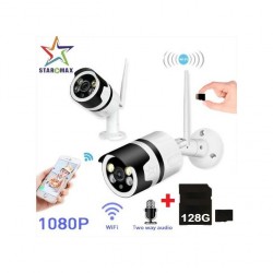STAR MAX Caméra Surveillance WIFI - 1080P - extérieur - avec carte micro SD 128Go