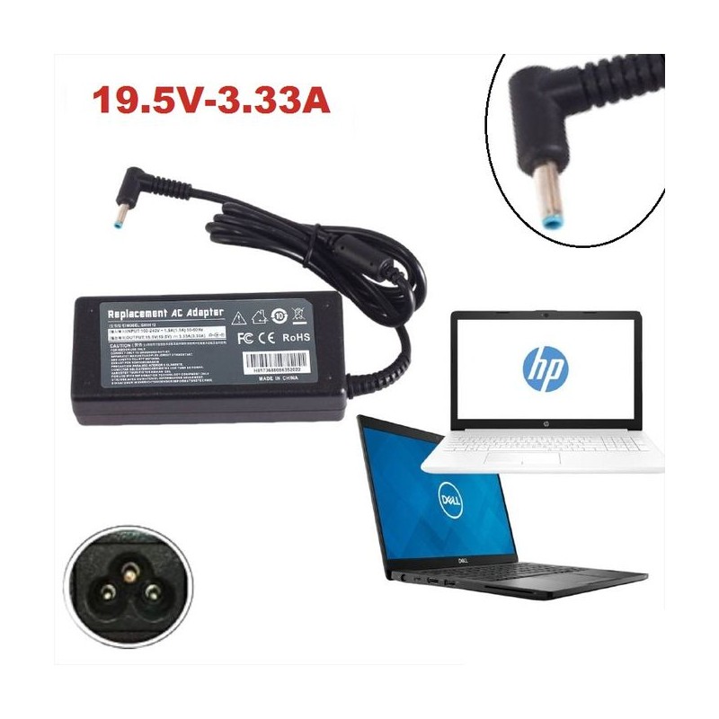 Chargeur adaptable pour Pc portable HP / DELL - 19.5V 3.33A
