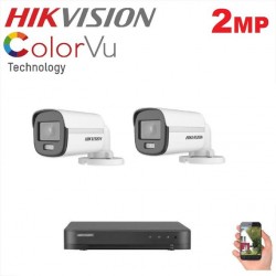 Hikvision Pack 2 Caméra surveillance HD - 2MP + XVR 4 - color vu - full color