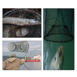 MAGT Filet de pêche, 6/12 Trous Sac de piège de pêche Filet de pêche  Automatique Cage à crevettes Nylon Pliable Crabe Piège à Poissons Cast(6  Holes)