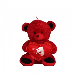Peluche ours rouge avec cœur GM 70 cm