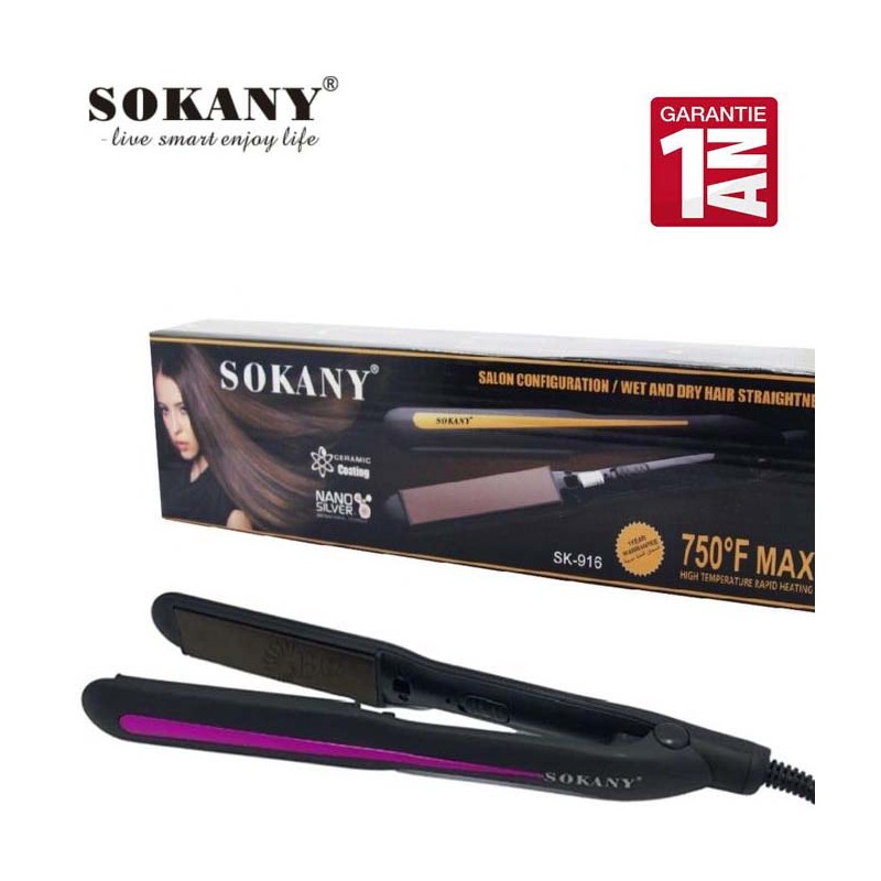 Sokany Lisseur cheveux - Avec Plaque En Céramique - 1 an Garantie