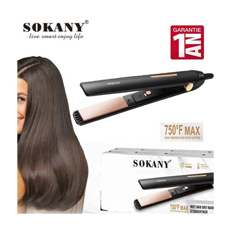 Sokany Lisseur cheveux - Professionnel - Avec Plaque En Céramique - 1 an Garantie