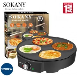 Sokany Pancake & Grill électrique-Multifonction-Antiadhésif-1200W - Noir - Garantie 1an