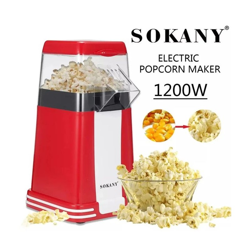 Sokany Machine à Pop-Corn à Air Chaud & Sain Sans Huile - 1200W - Garantie 1 an