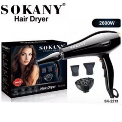Sokany Sèche Cheveux Professionnelle - 2600 W - 2in1 - Noir - LHD