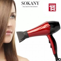 Sokany Sèche Cheveux Professionnelle - 2400 W - Rouge - Garantie 1 an
