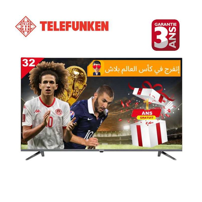 Telefunken TV 32'' LED Android & Cadeaux coupe du monde Garantie 3 ans