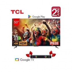 TCL TV P635 50"- 4K -Google tv-Android-Noir & Barre De Son