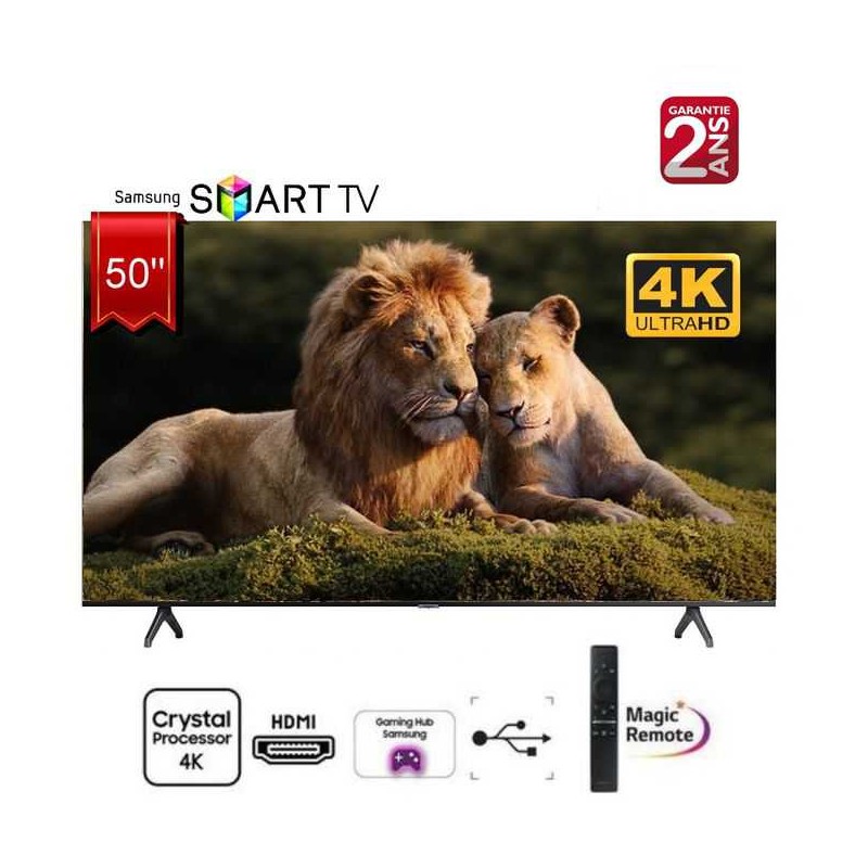 Samsung Téléviseur 50" - CU7000 Crystal UHD 4K Smart TV - Noir - Garantie 2 ans