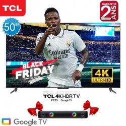 TCL Tv 50" Avec barre de son 4K - Google TV - 50P735 - Garantie 2 ans