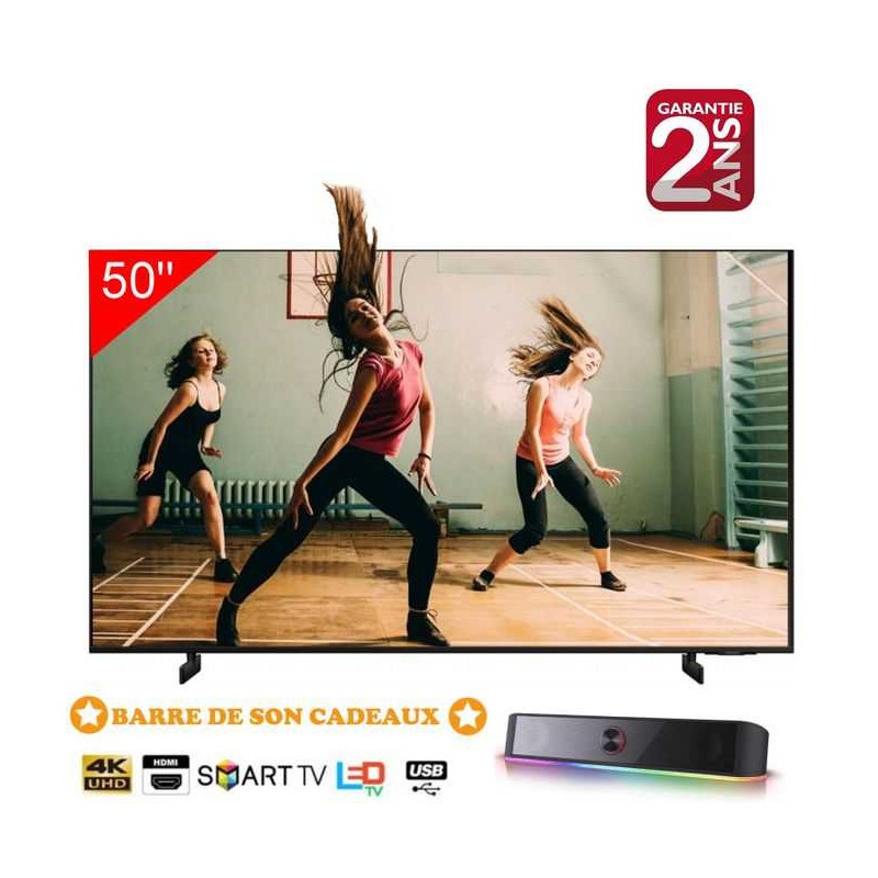 Samsung TV Crystal UHD 50 Serie 7 Avec Barre De Son Cadeaux