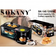 Sokany Machine à petit-déjeuner 3 en 1, grille-pain/four Sk-145