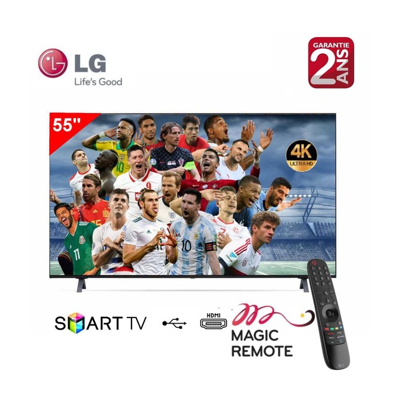 LG Téléviseur 55" UHD 4K Smart AI THINQ + Récepteur Intégré -55UQ80006LD-Garantie 2 ans