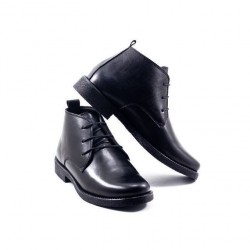 Boots en Lacets - Cuir - Matt - Noir