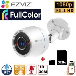 Caméra Surveillance WIFI - 1080P - extérieur - détection humaine + Carte Micro SD 32Go