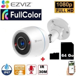 Caméra Surveillance WIFI - 1080P - extérieur - détection humaine + Carte Micro SD 64Go