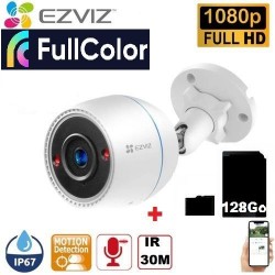 Caméra Surveillance WIFI - 1080P - extérieur - détection humaine + Carte Micro SD 128Go