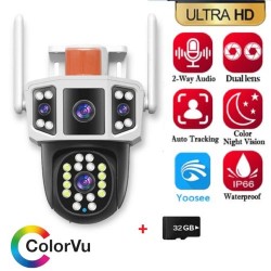 Caméra surveillance WIFI - Full HD - Dual lens - Suivi Mouvement - ColorVu + carte Memoire 32G