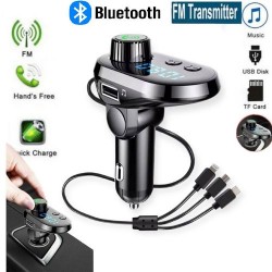 transmetteur - Émetteur FM bluetooth et câble 3en1 - USB - TF Card