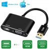 adaptateur USB 3.0 vers VGA + HDMI - 1080P