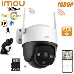 Caméra surveillance WIFI IP - 2MP - Externe - Autotracking + Carte mémoire 128Go Imou By Dahua