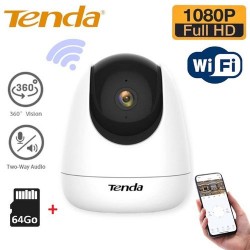 Caméra surveillance WIFI - 2MP - 360° - Détection mouvement + carte memoire 64Go