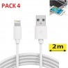 Pack 4 câble USB de charge pour iphone - 2 mètres