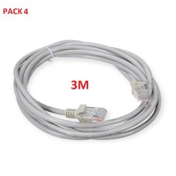 Pack de 4 Câble réseau informatique - 3 mètres