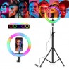 Ring Light LED Lumière RGB - Rotatif 360° 36 CM + Tripied Support 2 Mètres + Télécommande