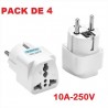 Pack 4 Adaptateur - Secteur universel - 10A - 250V