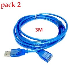 Pack 2 Rallonge USB Male Femelle - 3 Mètres