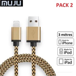 Pack 2 cable USB de charge - pour iphone - 3 mètres