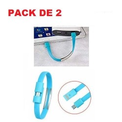 Pack 2 Câble USB de charge - Micro USB V8 - Bracelet