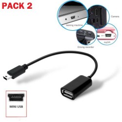 Pack Câble Adaptateur USB Femelle vers Mini USB Male OTG