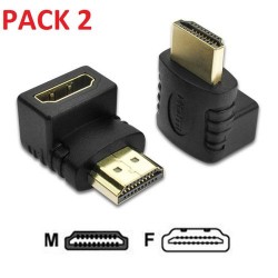 Pack 2 Adaptateur HDMI Male Vers HDMI Femelle - 90°