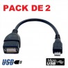 Pack 2 Adaptateurs Câble OTG micro usb V8 - vers USB Femelle