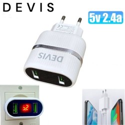 Tête Chargeur Adaptable - USB - Fast - 2.4A - 12W + Afficheur