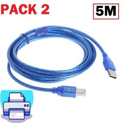 Pack 2 Câble d'imprimante USB - 5 Mètres