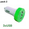 Pack 2 Chargeur Voiture - Allume Cigare - 3 Ports USB