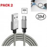 Pack Câble USB Vers Micro USB V8 - 3 mètres