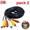 Pack 2 Câble 3 RCA vers 3 RCA - 3 Mètres