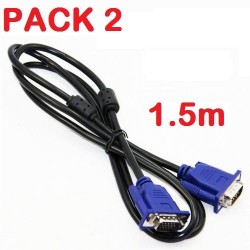 Pack de 2 Câble VGA - Mâle Mâle - 1.5 et 3 Mètres