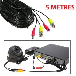 Câble Coaxial pour Caméra surveillance 2en1 - BNC + DC