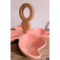 Portes fruits secs en céramique avec support en bois – rose