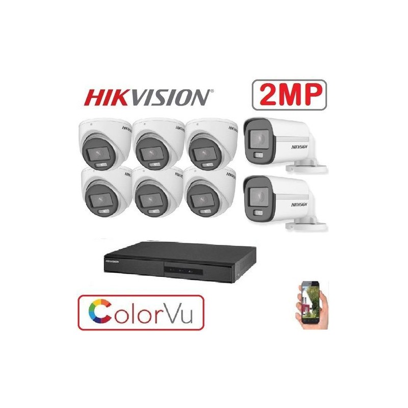 Pack 8 Caméra surveillance HD - 2MP + XVR 8 - Color Vu - Full Color